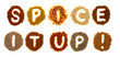 assorted spices spelling the word: spice it up