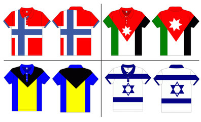 Canvas Print - Flag Polo shirt designs international. Vector template