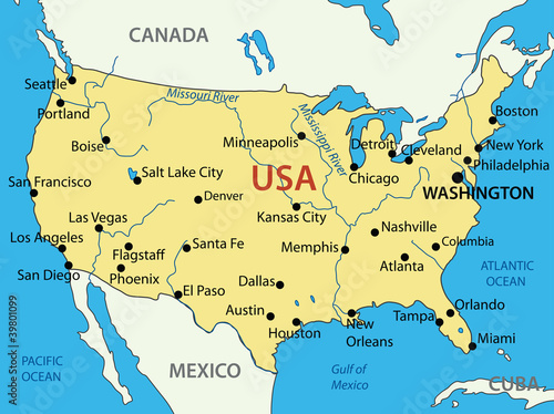 Obraz na płótnie The United States of America - vector map