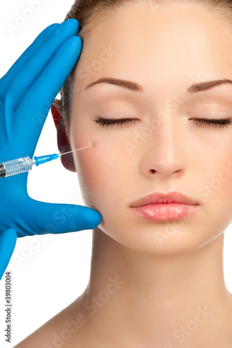 Facial cosmetic injection with syringe Obraz na płótnie
