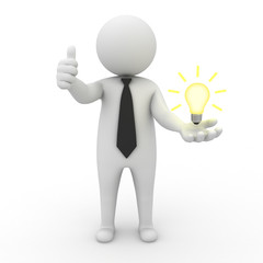 Aufkleber - Businessman with idea lightbulb in hand