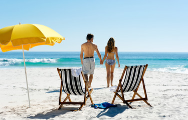 Wall Mural - walking honeymoon couple