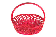 Red Wicker Basket With Handle