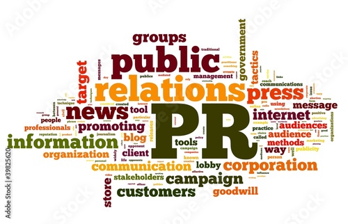 Fotografie, Tablou Public relations concept in tag cloud