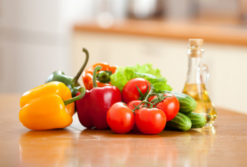 Healthy food fresh vegetables on the table in kitchen