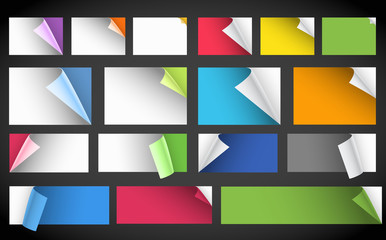 Aufkleber - Collection of color blank paper sheets with bending corners