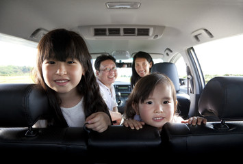 Wall Mural - happy family in the car