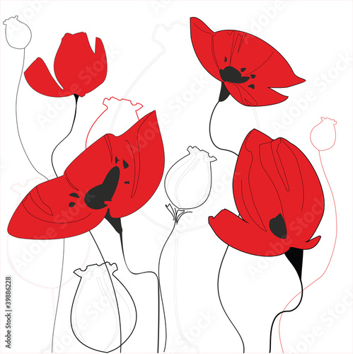 Obraz w ramie Simple Red Flowers