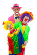 © Sandra van der Steen - Three people dressed up as colorful funny clowns