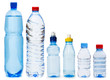 Many water bottles isolated on white