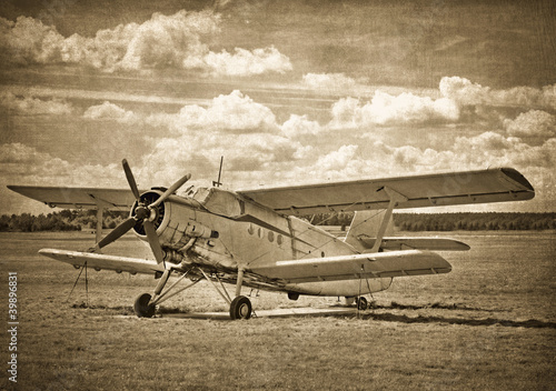 Naklejka - mata magnetyczna na lodówkę Old aircraft, biplane