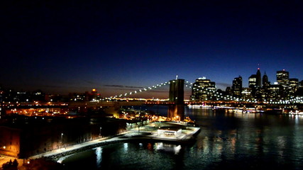 Wall Mural - New York City Skyline from Manhattan Bridge at Night