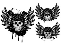 Skull In Helmet And Wings