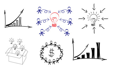 Light bulb idea drawing business concept.