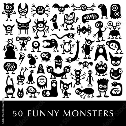 Fotografía Huge vector set of funny cartoon aliens.