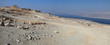 Panoramic view of Masada historical site from top and Dead Sea