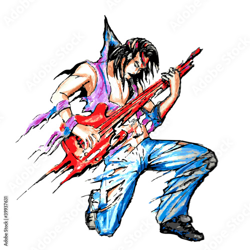 Obraz w ramie Rock Star with Guitar