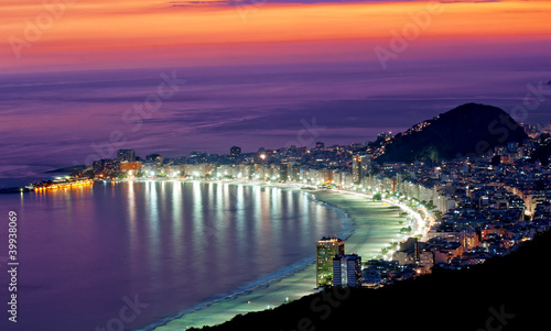 Nowoczesny obraz na płótnie Night view of Copacabana beach. Rio de Janeiro