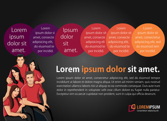 Orange, purple template for advertising with business people