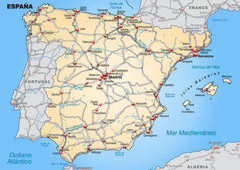  Mapa Hiszpanii z autostrad i stolic