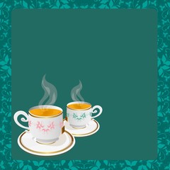 Canvas Print - tea cups background