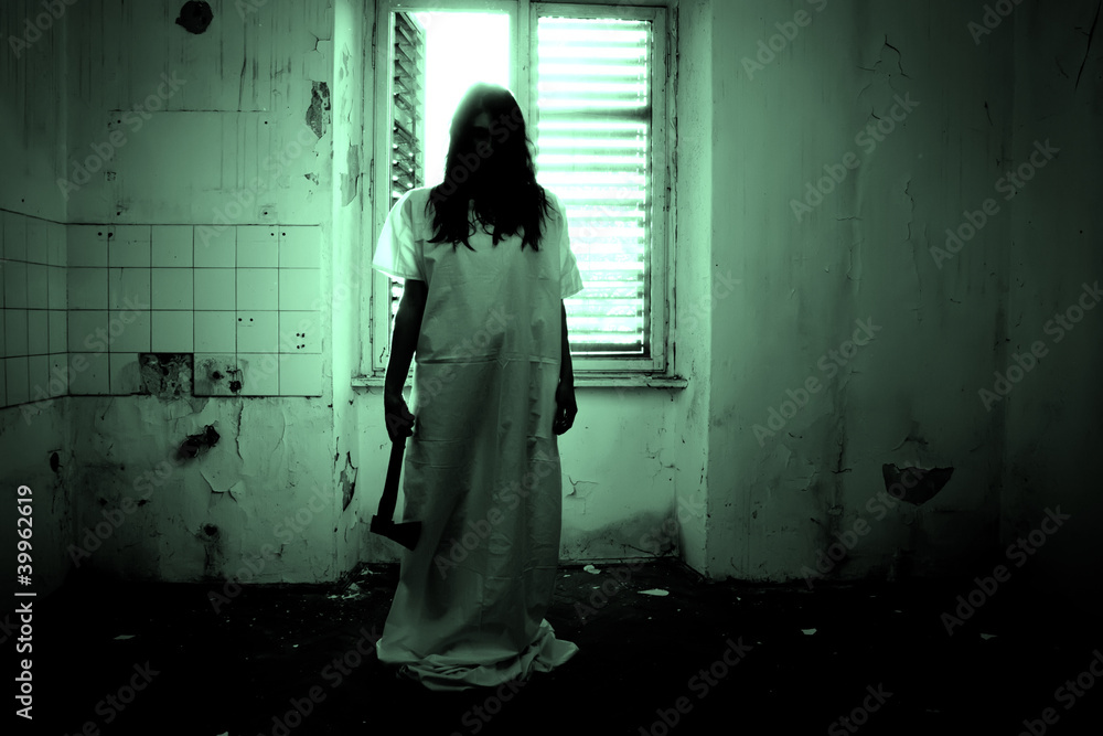 Horror Scene of a Scary Woman - obrazy, fototapety, plakaty 