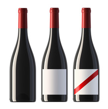 Pictures Of Burgundy Shape Red Wine Bottles With Blank Labels An