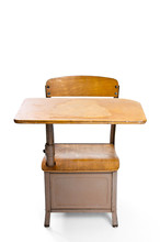 Vintage Student Desk Isolated On White