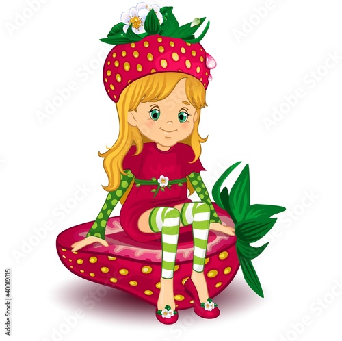 Fototapeta dla dzieci Bimba fragolina- Strawberry girl