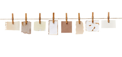 Wall Mural - clothes peg and note paper on clothes line rope