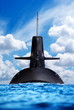 Nuclear submarine in the ocean.