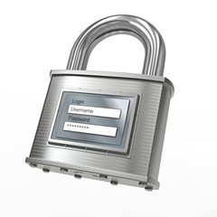 Leinwandbilder - Padlock with login and password. 3d