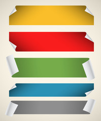 Aufkleber - Collection of color blank paper ribbons with bending corners