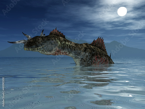 Obraz na płótnie canvas trzyczęściowy "tryptyk" Potwór z loch ness