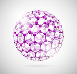 Image of the molecular structure in the form of a sphere. Eps 10