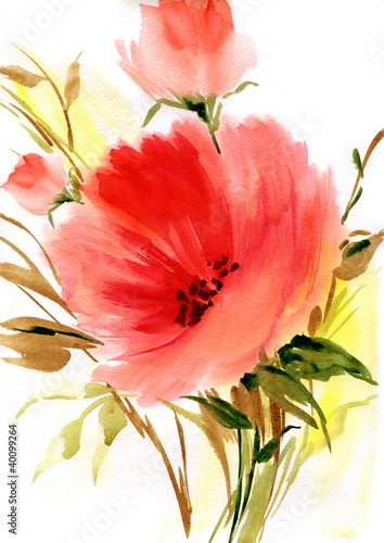 Naklejka na szybę Watercolor: bouquet-2
