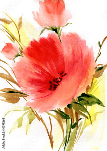 Nowoczesny obraz na płótnie Watercolor: bouquet-2