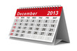 2013 year calendar. December. Isolated 3D image