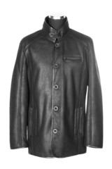 Wall Mural - Man`s black leather jacket, isolated