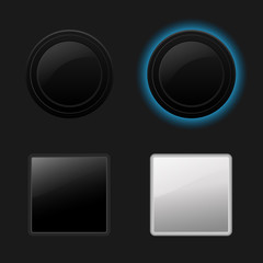 Push button. Keyboard black buttons on black background