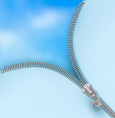 Aufkleber - Background with zipper and cloudy sky. Vector.