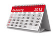 2013 year calendar. January. Isolated 3D image