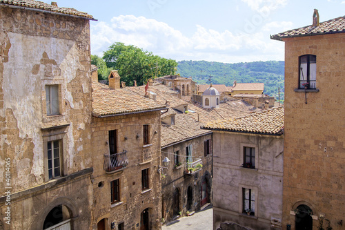 Tapeta ścienna Średniowieczne kamienne budynki włoskiego miasta wzgórza, Orvieto