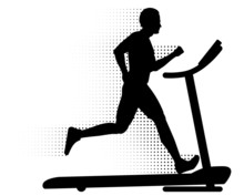 Man Running On A Treadmill With Halftone Motion Trail