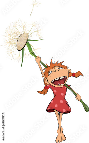 The Girl And A Dandelion Cartoon Buy This Stock Vector And Explore Similar Vectors At Adobe Stock Adobe Stock