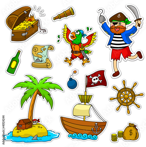 Naklejka dekoracyjna a set of pirate related icons