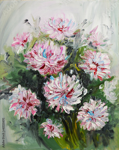 Nowoczesny obraz na płótnie oil painting bouquet of peony flowers