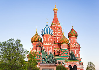 Saint Basil Cathedral on Red square, Moscow at sunset