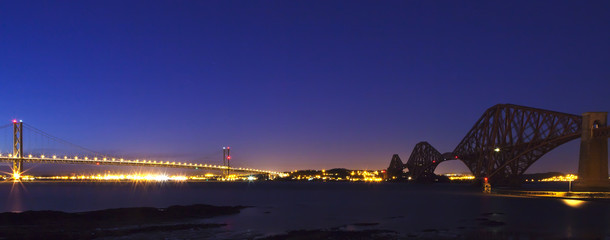 Wall Mural - The Forth Road and Rail Bridges at night dusk