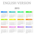 2013 English vectorial calendar with crayons